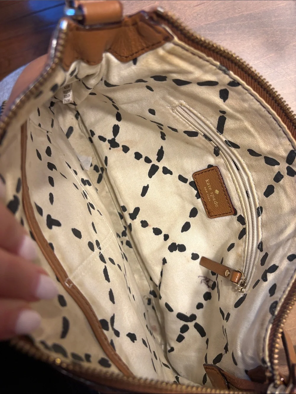 kate spade Tan/Brown Leather Crossbody with Front Zip Pocket
